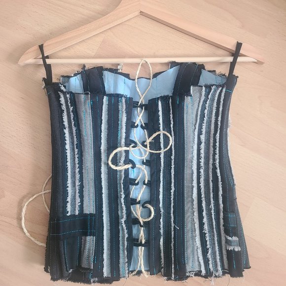 Unique one of a kind Upcycled denim corsets - Picture 2 of 4